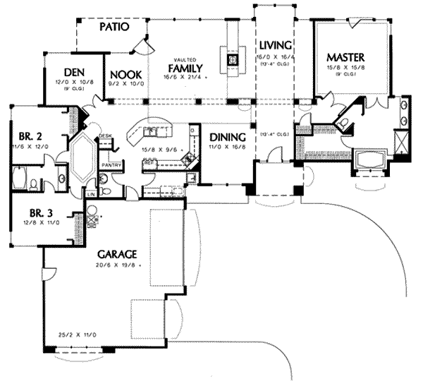 House Design - Mediterranean Floor Plan - Main Floor Plan #48-224