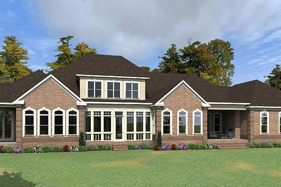 Exterior - Rear Elevation for Colonial House Plan #63-426 - 5 bed, 4.5 bath