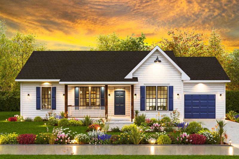 House Blueprint - Traditional Exterior - Front Elevation Plan #54-620