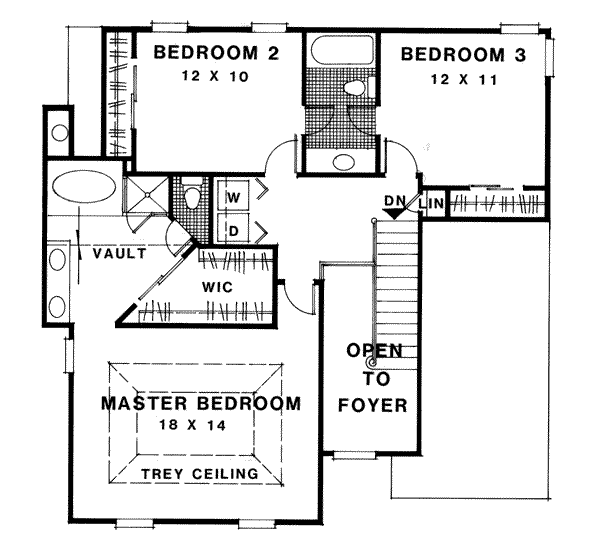 Traditional Floor Plan - Upper Floor Plan #56-136