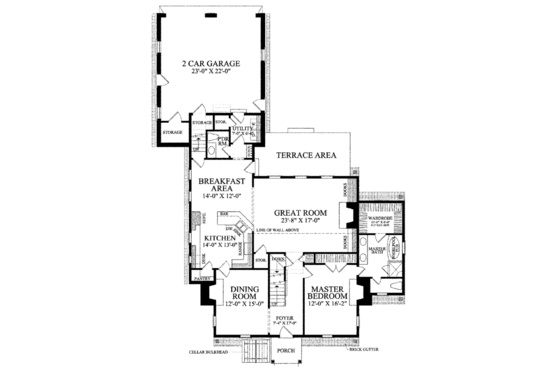 Floor Plan - Main Floor for Colonial House Plan #137-204 - 3 bed, 3 bath