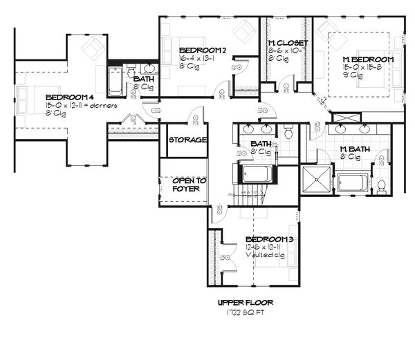 Tudor Floor Plan - Upper Floor Plan #901-13