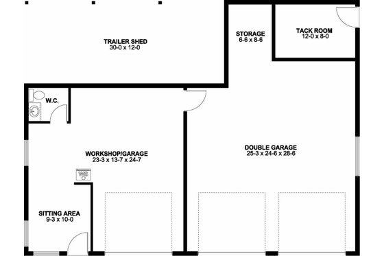 Floor Plan - Main Floor for Ranch House Plan #126-205, 0.5 bath