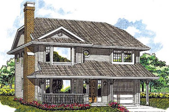 Exterior - Front Elevation for Traditional House Plan #47-135 - 3 bed, 1 bath