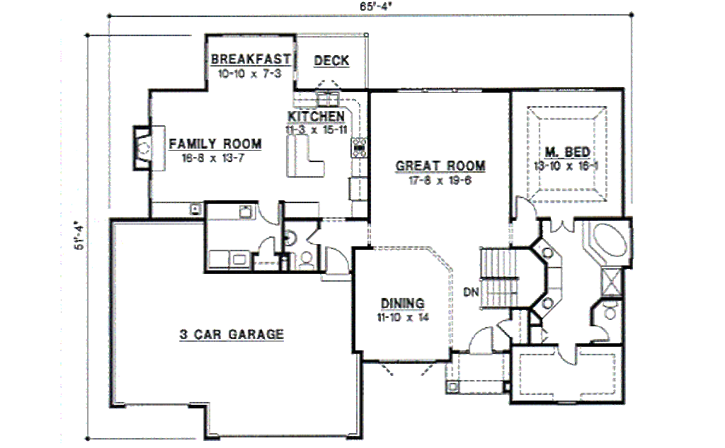 Traditional Style House Plan - 4 Beds 4.5 Baths 3300 Sq/Ft Plan #67-367 ...