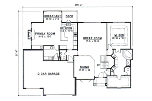 Floor Plan - Main Floor for Traditional House Plan #67-367 - 4 bed, 4.5 bath