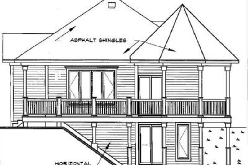 Home Plan - Exterior - Rear Elevation for Victorian House Plan #23-161 - 1 bed, 1 bath