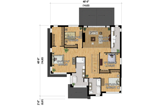 Floor Plan - Upper Floor for Contemporary House Plan #25-5028 - 4 bed, 2.5 bath
