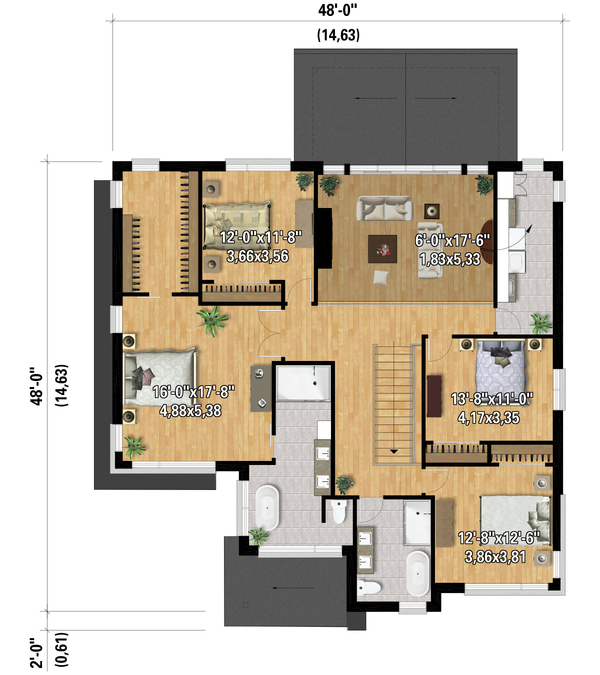 Contemporary Floor Plan - Upper Floor Plan #25-5028