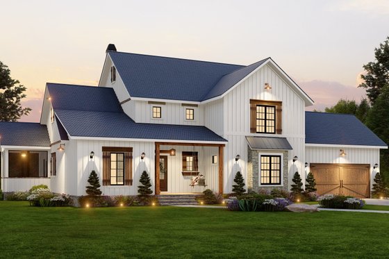 Exterior - Front Elevation 3 for Farmhouse House Plan #54-570 - 4 bed, 4.5 bath