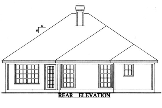 Exterior - Rear Elevation for Traditional House Plan #42-350 - 3 bed, 2 bath