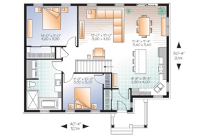 Floor Plan - Main Floor for Ranch House Plan #23-2678 - 2 bed, 1 bath