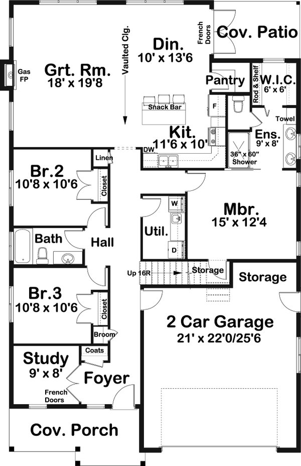 Home Plan - Farmhouse Floor Plan - Main Floor Plan #126-268
