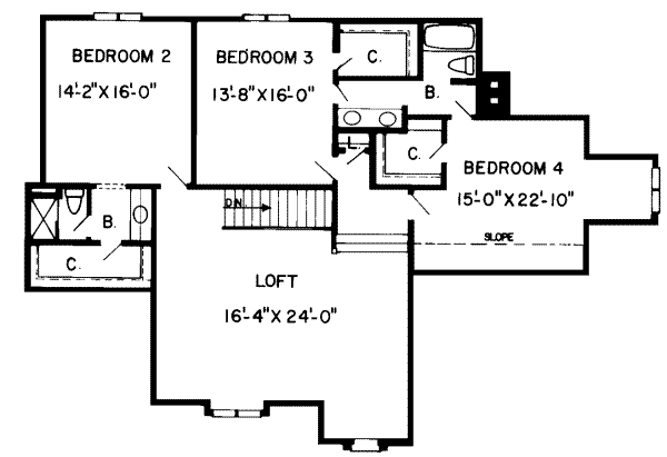 Traditional Floor Plan - Upper Floor Plan #312-235