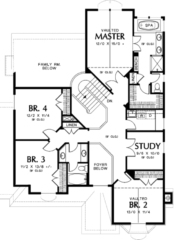 Architectural House Design - European Floor Plan - Upper Floor Plan #48-442