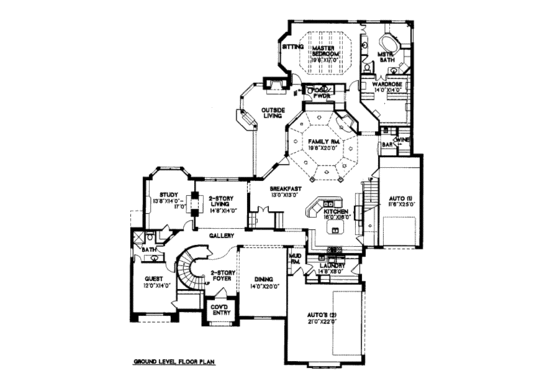 Floor Plan - Main Floor for European House Plan #141-307 - 5 bed, 5.5 bath
