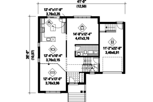 Floor Plan - Main Floor for European House Plan #25-4846 - 3 bed, 1 bath