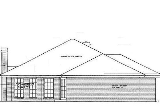 Exterior - Rear Elevation for Traditional House Plan #310-809 - 3 bed, 2 bath