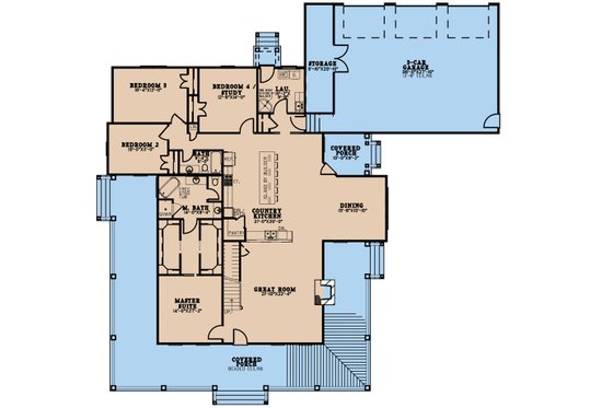 Floor Plan - Main Floor for Farmhouse House Plan #923-259 - 4 bed, 2 bath