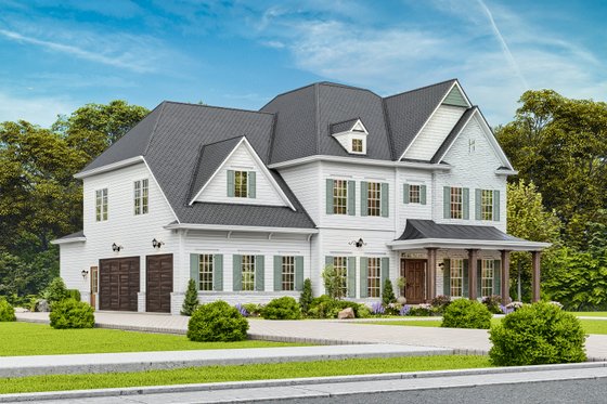 Exterior - Front Elevation 3 for Craftsman House Plan #54-694 - 5 bed, 4 bath