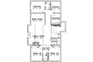 Floor Plan - Lower Floor for Traditional House Plan #117-418 - 4 bed, 3.5 bath
