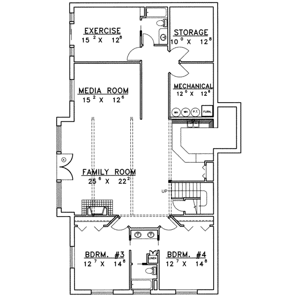 House Design - Traditional Floor Plan - Lower Floor Plan #117-418