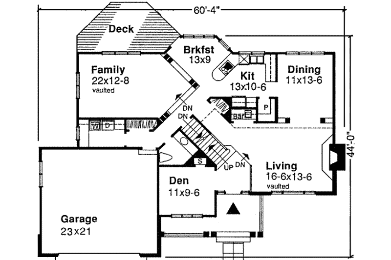 House Blueprint - Floor Plan - Main Floor for Traditional House Plan #320-110 - 4 bed, 2.5 bath