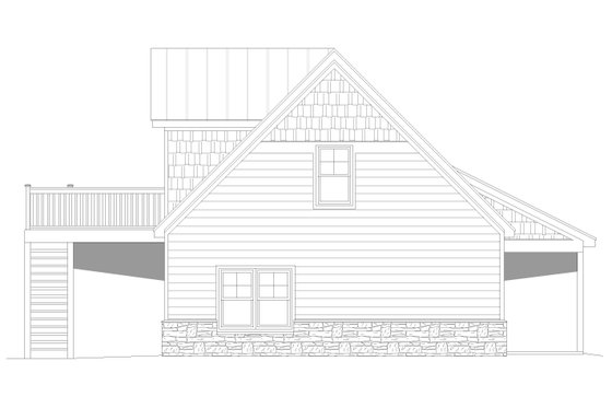 Exterior - Rear Elevation for Cabin House Plan #932-768 - 1 bed, 1 bath