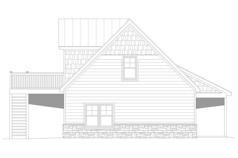 Dream House Plan - Exterior - Rear Elevation for Cabin House Plan #932-768 - 1 bed, 1 bath
