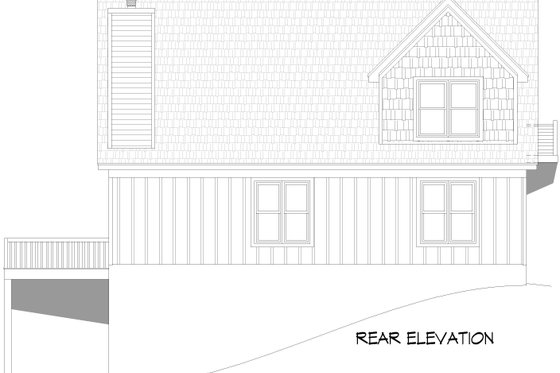Exterior - Rear Elevation for Southern House Plan #932-1077 - 2 bed, 2.5 bath