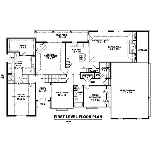 Colonial Floor Plan - Main Floor Plan #81-1583