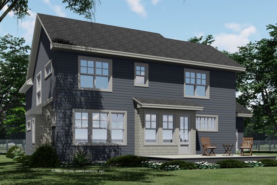 Exterior - Rear Elevation 1 for Traditional House Plan #51-1198 - 4 bed, 3.5 bath