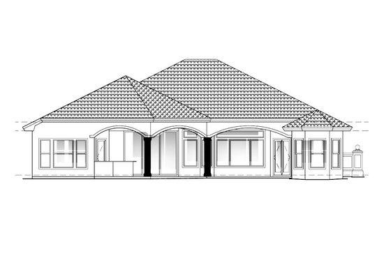 Exterior - Rear Elevation for Mediterranean House Plan #27-352 - 3 bed, 3 bath