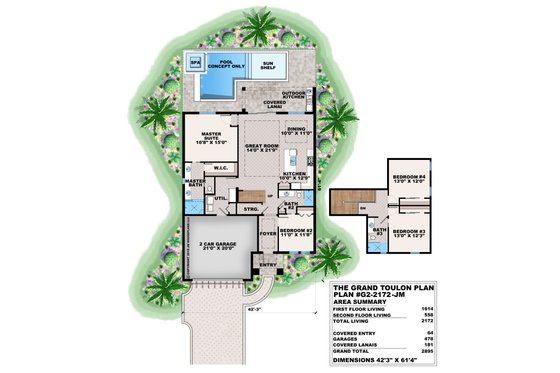 Floor Plan - Main Floor for Mediterranean House Plan #1083-16 - 4 bed, 3 bath