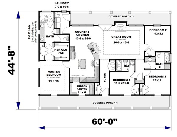 Farmhouse Floor Plan - Main Floor Plan #44-281