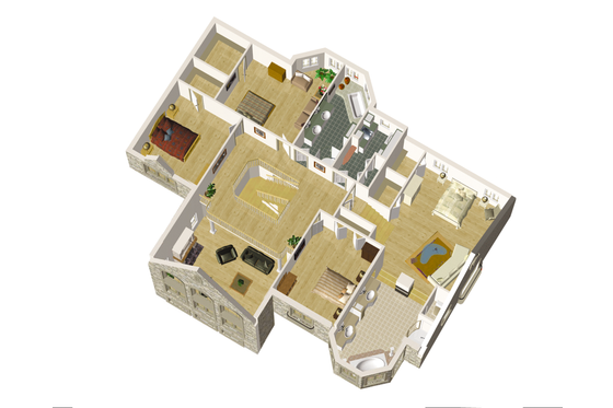 Floor Plan - Upper Floor 1 for European House Plan #25-4675 - 4 bed, 2 bath