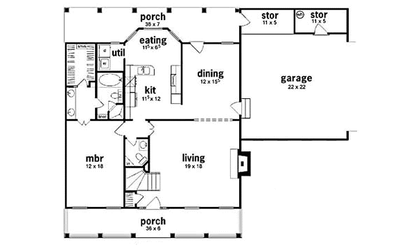Architectural House Design - Country Floor Plan - Main Floor Plan #36-161