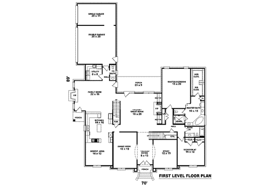 Floor Plan - Main Floor for Colonial House Plan #81-1642 - 5 bed, 4 bath