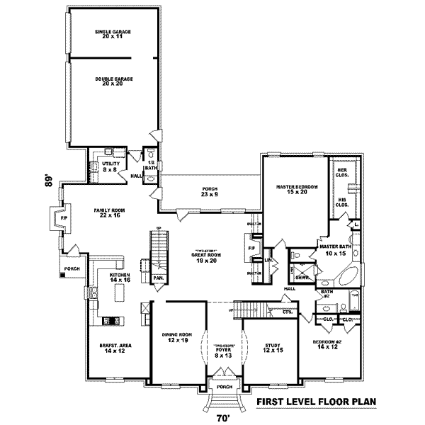 Colonial Floor Plan - Main Floor Plan #81-1642