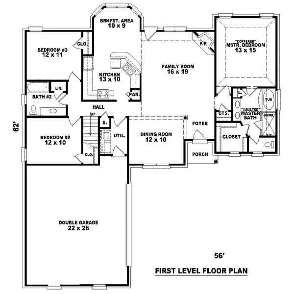 Floor Plan - Main Floor for European House Plan #81-841 - 3 bed, 2.5 bath