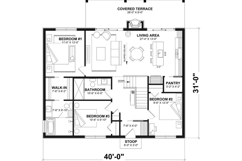 House Blueprint - Floor Plan - Other Floor for Cabin House Plan #23-2895 - 3 bed, 2 bath