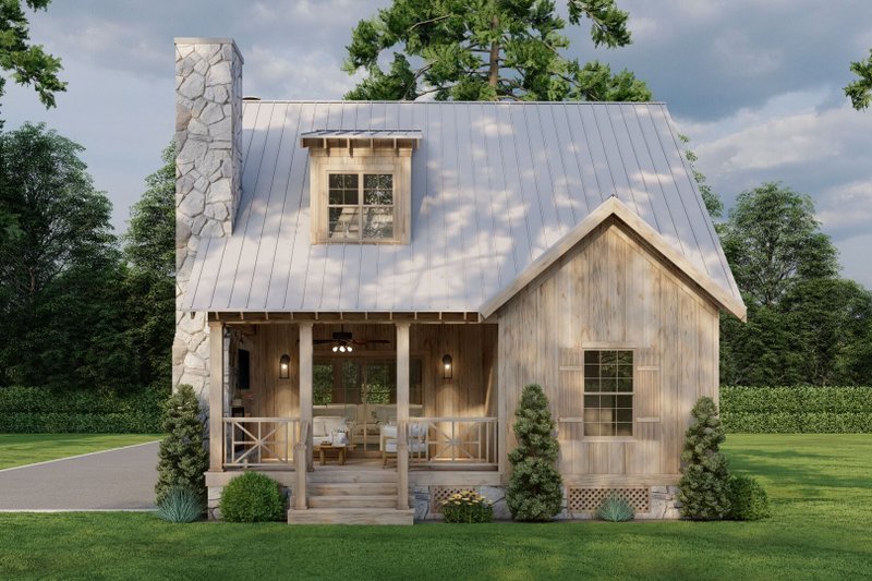 House Plan Design - Exterior - Rear Elevation for Cabin House Plan #923-388 - 2 bed, 2 bath
