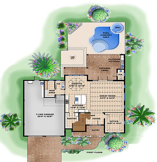 Beach Floor Plan - Main Floor Plan #27-517