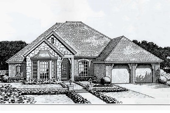 Exterior - Front Elevation for European House Plan #310-214 - 4 bed, 3 bath