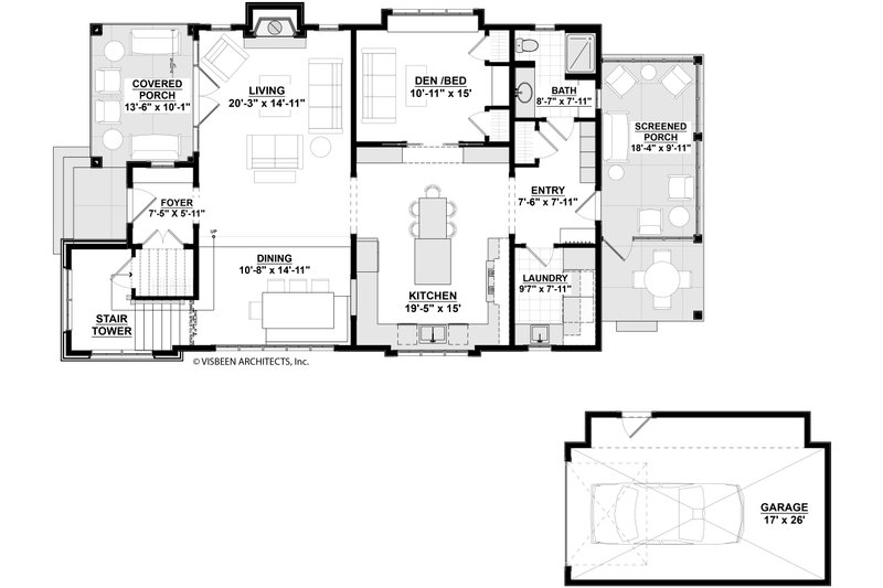 House Blueprint - Floor Plan - Main Floor for Cottage House Plan #928-402 - 4 bed, 3 bath