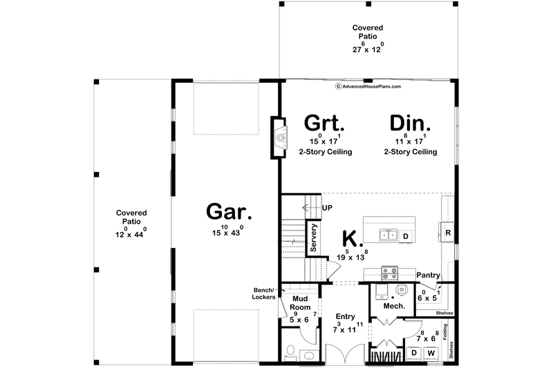 House Blueprint - Floor Plan - Main Floor for Barndominium House Plan #455-625 - 3 bed, 2.5 bath