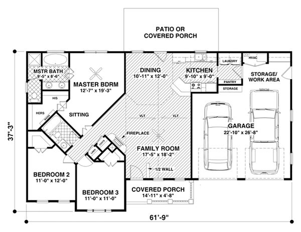 Architectural House Design - Craftsman Floor Plan - Main Floor Plan #56-618