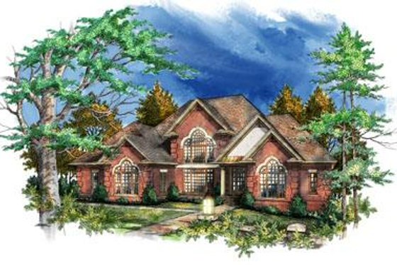Exterior - Front Elevation for European House Plan #71-124 - 4 bed, 3.5 bath