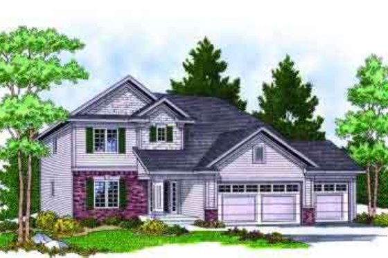 Exterior - Front Elevation for Traditional House Plan #70-671 - 4 bed, 2.5 bath