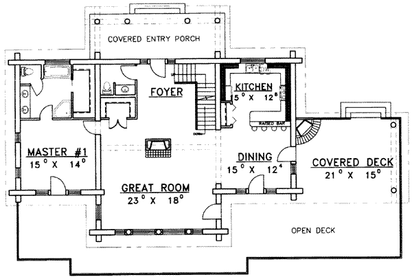 Architectural House Design - Log Floor Plan - Main Floor Plan #117-401
